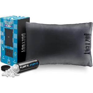 Fluff and Stuff Comfort Pillow | Queen Size Memory Foam Pillows, Chiropractor Designed and Approved 2-in-1 Back Support and Bed Pillows | Fully Adjustable Pillow (Black, Queen (Pack of 1))