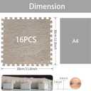 16pcs 0.6" Thickened Interlocking Tile Mats,Fluffy Shaggy Soft EVA Foam Area Rug for Living Room & Bedroom,Non-Slip Protective Floor Carpet Play Mat Kids Baby Dorm Home Decor (11.8ft, Khaki)