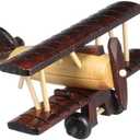 MAGICLULU Wooden Vintage Airplane Small Biplane Airplane Model Retro Wood Aircraft Plane Figurines for Desktop Ornament 5.89 x 5.5 x 2.95Inch B