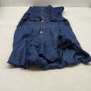 Women Denim Shirt Dress V Neck Short Sleeve Long Bottom Down A-Line Jeans Dresses with Pockets (Deep Blue), XXL