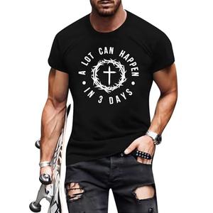 Christian Shirt Men: A Lot Can Happen in 3 Days T-Shirt Faith Cross Tee Jesus Shirts Holy Bible Tee Christian Gifts, Large