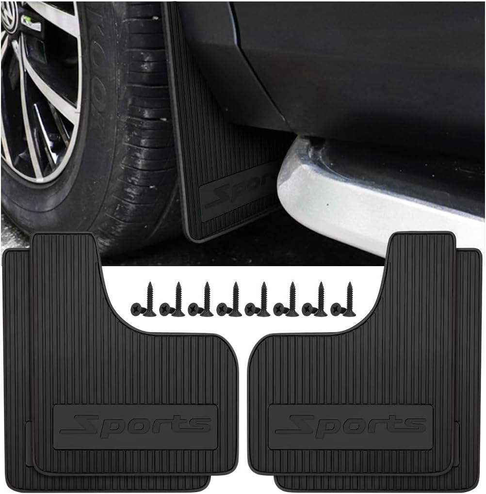 HZEL Car Mud Flaps, 4PCS Soft Flexible Bendable Rubber Vehicle Mudguard Splash Guard with Hardware Tool, Auto Exterior Protection Accessories for Front & Rear, Universal for Most Sedans (Black)