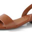 Ankis Low Heel Women Sandal Square Open Toe Brown Black White Leather Flat Sandal Comfortable Summer Slip on Slide Shoe Casual Beach Party Wedding 2025 (10)
