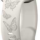 Butterfly Engraved Bands Compatible with Apple Watch Band 41mm 40mm 38mm 49mm 46mm 49mm 46mm 45mm 44mm 42mm Women, Silicone Sport Strap for iWatch Series SE 10 9 8 7 6 5 4 3 2 1 SE Ultra (Starlight)