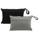 babygoal Wet Dry Bags for Baby Cloth Diapers, Washable Travel Bags, Beach, Pool, Gym Bag for Swimsuits & Wet Clothes with Two Zippered Pockets 2 Pack Small Size 2LNS01 (Black&Grey)