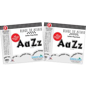 Barker Creek 2" Letter Pop-Outs 2-Pack, Black Tie Affair, Jazz Up Your Bulletin Boards with These Colorful Letters, 1352 Upper and Lowercase Letters, Numbers & Punctuation Marks, 2" (3654)
