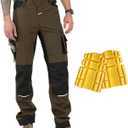 Ellobird Men's Construction Work Utility Pants Relaxed Fit Stretch Flex Cordura Double Knee Reinforcement Carpenter Cargo
