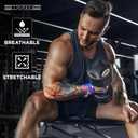 WYOX Weightlifting Wrist Wraps 12" Professional Quality Wrist Support with Heavy Duty Thumb Loop Best Wrap for Powerlifting Competition Strength Training Bodybuilding Gym Workout Bands for Stability (USA Flag)