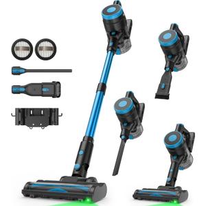 Zefiro Cordless Vacuum Cleaner,45Mins Runtime Vacuum Cleaners for Home, Anti-Tangle and 1.5L Dust Cup, Lightweight Vacuum for Hardwood Floor Carpet Pet Hair