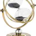 SuLiao Large Brass Hourglass Timer 60 Minutes, Antique Rotating Black Sand Clock, Vintage Reloj De Arena, Metal Sand Watch 60 Min, Unity 1 Hour Glass Sandglass for Gifts, Home, Desk, Office Decor