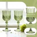 7OZ Plastic Wine Glasses, Reusable Vintage Goblets Unbreakable Drinking Glasses Crystal Water Cups Champagne for Wedding, Parties (24, Light Green), 2.65 Inches X 6.6 Inches