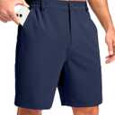 Pudolla Men's Casual Shorts 7"/9"/5" Lightweight Golf Shorts with 3 Pockets Stretch Quick Dry Comfy Work Shorts (Blue, L)