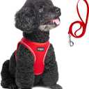 Fida Comfy Dog Harness with Leash, Soft Puppy Vest Escape Proof, Breathable Lightweight Soft Mesh, Adjustable Reflective Step-in Harness for Small & Medium Pet Walking (M, Red)