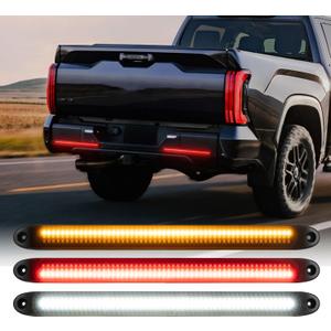 FXC 3 In 1 Multi-Function 16Inch 162 LED Red Trailer Light Bar for Reverse Parking Stop Turn Signals Tail Brake Waterproof for Pickup Offroad Truck Trailer RV ID Marker Strip 12V 24V