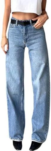 ZERMOM Women's Wide Leg Jeans Casual Stretch High Rise Baggy Loose Denim Pants XL