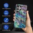 Compatible with Samsung Galaxy S25 Ultra Case - Dual-Layer Protection, Hard Shell with Silicone Interior,Slim Scratch Resistant Shockproof for Woman Men - Blue Abalone Mollusk Shell Patten