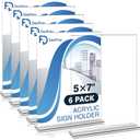 Daofary Acrylic Sign Holder 5 x 7 Clear Display Table Signs Stand, clear flyer stand Double Sided T Shape Flyer Holder Plastic for Picture Paper Frame Holder Home Office Menu Retail Show Fair 6 Pack