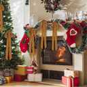 Joottuan 4 Pcs Velvet Christmas Bows, 23.5 x 8.7 Inches, Rustic Classic Style, Khaki Color, Velvet Material, Christmas Occasion, Holiday & General Decoration