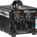 VEVOR Voltage Converter Transformer, 1000VA, Heavy Duty Step Up/Down Power Transformer, Convert from 110V to 220V and 220V to 110V, with EU & US Outlets, US Power Cord, Circuit Breaker Protection