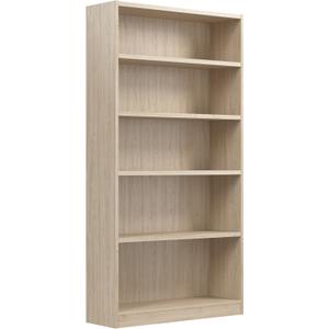 Bush Furniture Universal Tall 5 Shelf Bookcase in Natural Elm, Vertical Storage and Display Bookshelf for Home Office or Living Room Organization