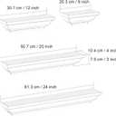 SRIWATANA White Floating Shelves, 24 Inch Solid Wood Storage Wall Shelves Set of 4 Display Ledge Shelves Decor for Bedroom, Living Room, Bathroom, Kitchen - White