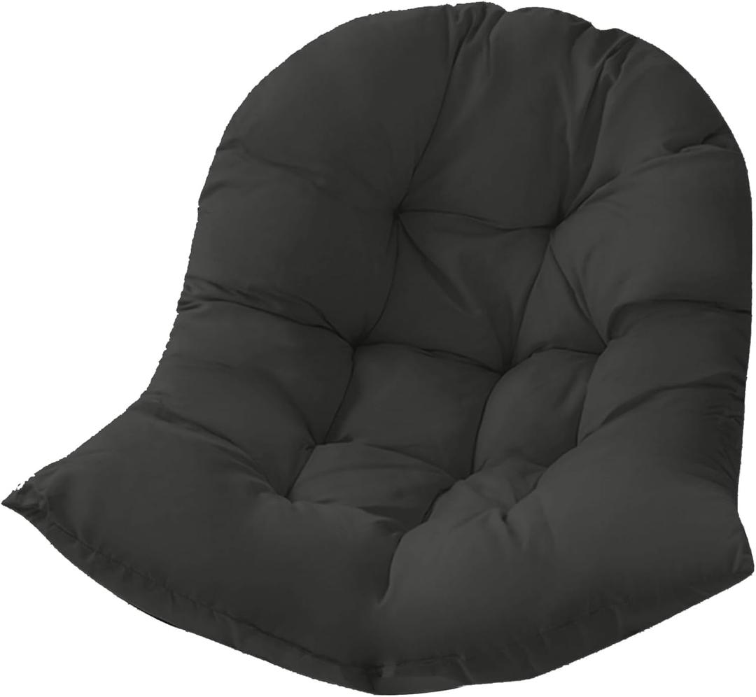 Thickened Hammock Swing Chair Cushion, Hanging Basket Seat Cushion Pillow, Soft Hanging Egg Chair Back Cushions Pads, for Indoor and Outdoor Garden Offices - Thickened Version (80x110cm/31.49x43.3in, Dark Black)