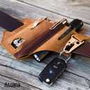 Multitool Sheath for Belt - EDC Pocket Organizer | Leatherman Holster | Leather Multitool Pouch with Pen Holder, Flashlight Sheath and Key Fob Clip | Handmade Leather EDC Organizer (Brown)