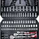 AMM Mechanics Tool Set, 1/4 in, 3/8 in and 1/2 in Drive socket set, 202 Piece