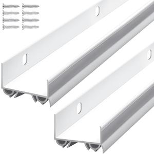 2 Sets Door Sweep Plastic PVC 1 3/4" x 36" Slide on Bottom Exterior Door Seal Strip for Weather Stripping Draft Stopper (White) 2 Sets Door Sweep Plastic PVC 1 3/4" x 36" Slide on Bottom Exterior Door Seal Strip for Weather Stripping Draft Stopper (White)