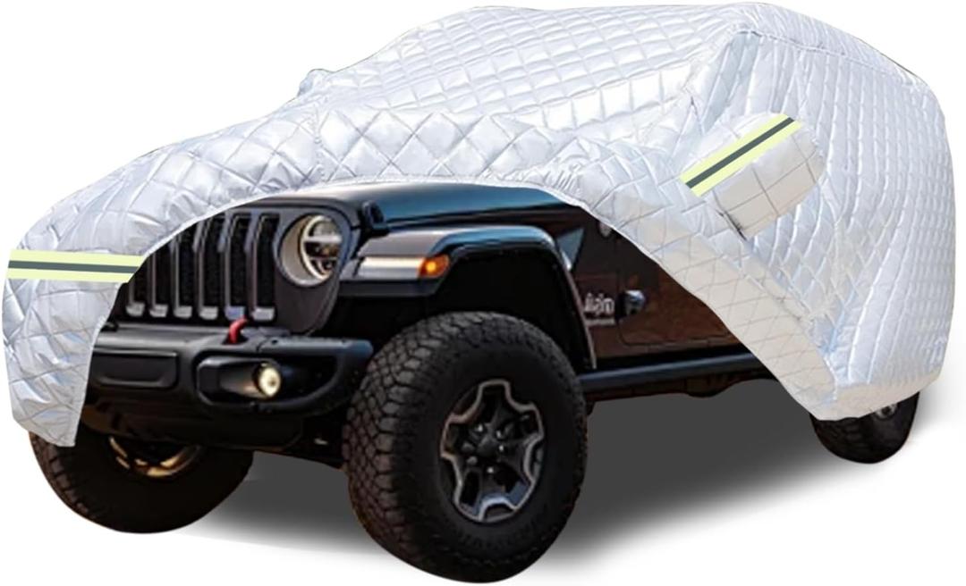 7 Layers Waterproof Heavy Duty Car Covers for Automobiles All Weather Season Anti-Hail UV Protection Snowproof Outdoor 14.6LBS Full Cover Universal Fit SUV 191" to 200"