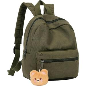 Phaoullzon Teen Girls Mini Backpack Purse Kids Canvas Small Tiny Cute Bag,Olive green