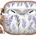 Maxjoy for AirPods Pro 3rd Generation Case with Lock, Clear AirPods Pro 3 Case Lock Protective Hard AirPod Pro 3 Cover for Women Men with Keychain for Airpod Pro 3rd Gen Cover 2025, Flower