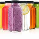 DilaBee Glass Juice Bottles 8 oz Glass Bottles with Lids for Juice, Smoothie, Water, Milk & Kombucha, Reusable Glass Bottles for Juicing - Bulk Glass Water Bottles with Caps BPA-Free, 6 Pcs 