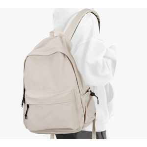 Beige School Backpack for Girls Water Resistant High School Book Bag Simple Backpack for Teens Boys Girls, Lightweight Middle School Back Pack Daypack