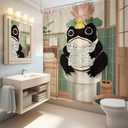 LGhtyro Funny Frog Shower Curtain Bathroom Set 71Wx71H Inches Traditional Japanese Cute Animal Kwaii Rustic Wood Board Toilet Newspaper Bath Accessories Frog Art Home Decor Fabric 12 Pack Hooks