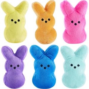6PCS Easter Bunny Plush Toys,Easter Basket Stuffers Toys for Kids,Cute Easter Bunny Stuffed Animals Bulk Plushie,Easter Egg Fillers Party Favors Gift for Girls Boys (Multi-6color)