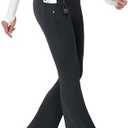 MAGCOMSEN Women's Fleece Lined Flare Leggings Waterproof Insulated Winter Pants Warm Snow Yoga Hiking Bootcut 3 Pockets L