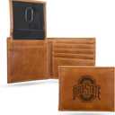NCAA Rico Industries Laser Engraved Billfold Wallet Laser Engraved Bill-fold Wallet - Slim Design - Great Gift (Brown)
