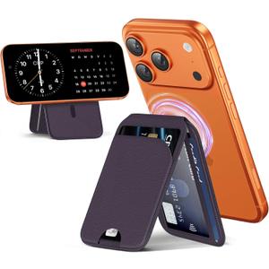 Mag-Safe Wallet Strongest Magnetic Lightweight Phone Wallet Stand Adjustable Leather Card Holder for iPhone 17/16/15/14/13/12 Series, Not for iPhone 13/12 Mini (Purple)