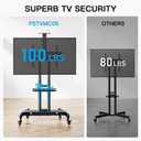 PERLESMITH Rolling TV Stand with Wheels for 32-85 Inch LCD LED 4K Flat Screen TVs, Tilt Mobile TV Cart with Shelf Holds Up to 100 lbs, Height Adjustable Floor TV Stand Max VESA 600x400mm- PSTVMC05
