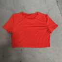 Women's Summer Casual Loose Fit Plain Soild Basic Short Sleeve Crop Tops T-Shirts, XXL, Red