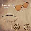 KINBOM 60s 70s Hippie Costume Set for Women, Bohemian Costume Accessories Set Fringe Vest Leopard Print Earrings Headband Heart Sunglasses (XXL) (L)