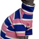 Vintage Stripes Sphynx Hairless Cats Shirt Cotton Cat Turtleneck Pet Clothes Kitten T-Shirts with Sleeves for Sphynx Cats (Wide Pink Blue Stripe, Medium)