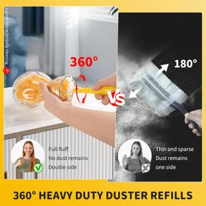 3 x Heavy Duty Duster Compatible with Swiffer Duster, Disposable Dusters Kit for Cleaning Dusting Furniture Blind Ceiling Fan, Multi Surface 360 Feather Duster 20ct with 1 HandleYellow 3 x Heavy Duty Duster Compatible with Swiffer Duster, Disposable Dusters Kit for Cleaning Dusting Furniture Blind Ceiling Fan, Multi Surface 360 Feather Duster 20ct with 1 HandleYellow