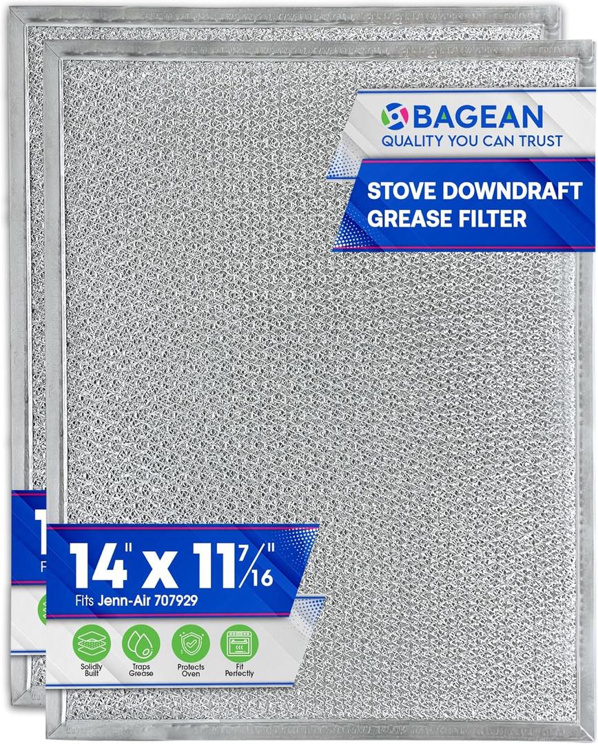 Downdraft Stovetop Filter Replacement for 707929 Jenn Air Filter Downdraft 14 x 11.4- Grease Screen for Cooktop Fits Into Jenair Stove Filters Vents - Blocks Grease Protecting the Oven (2-pack)