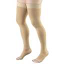 Truform 20-30 mmHg Compression Stockings for Men and Women, Thigh High Length, Dot-Top, Open Toe, Beige, X-Large