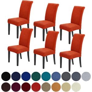 Howhic Stretch Chair Covers for Dining Room Set of 6, Removable Washable Dining Room Chair Covers, Dining Chair Slipcovers Seat Protector, Great for Home and Banquet (Pureed Pumpkin, 6 Pack)