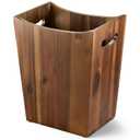 Tidita 2 Gallons Rectangular Wastebaskets - Acacia Wood Waste Basket with Handles - Small Garbage Can for Bathroom - Brown Garbage Bin for Spa Bathroom Decorative, Kitchen Counter, Living Room (Walnut)