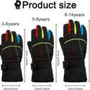 Kids Snow Gloves for Skiing Kids Mitten Winter Waterproof Girls and Boys Snow Gloves for Winter Cold Weather (3-6 years old, Black)