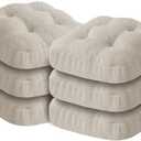 IASEAHK Chair Cushions, Foam Dining Chair Cushions, Tufted Indoor Chair Pads, Set of 4, Beige, 16.5” x 16.5” x 3.5”